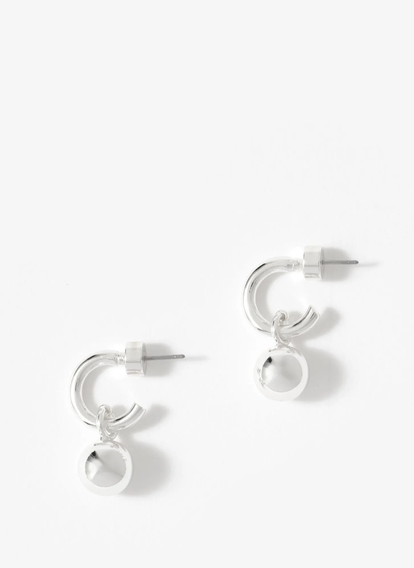 Silver Tone Sphere Hoop Earrings