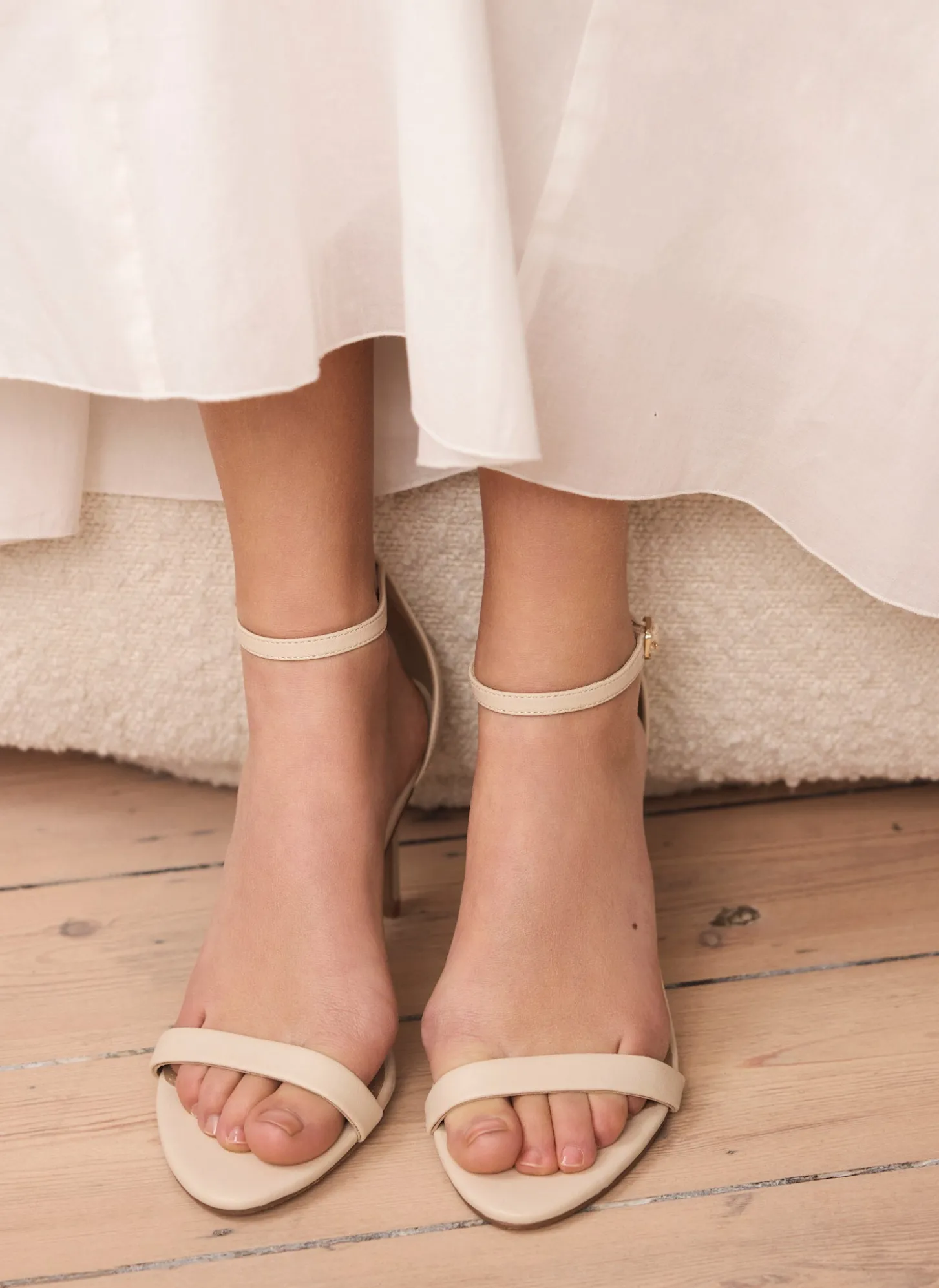 Skye Cream Leather Strappy High Heels