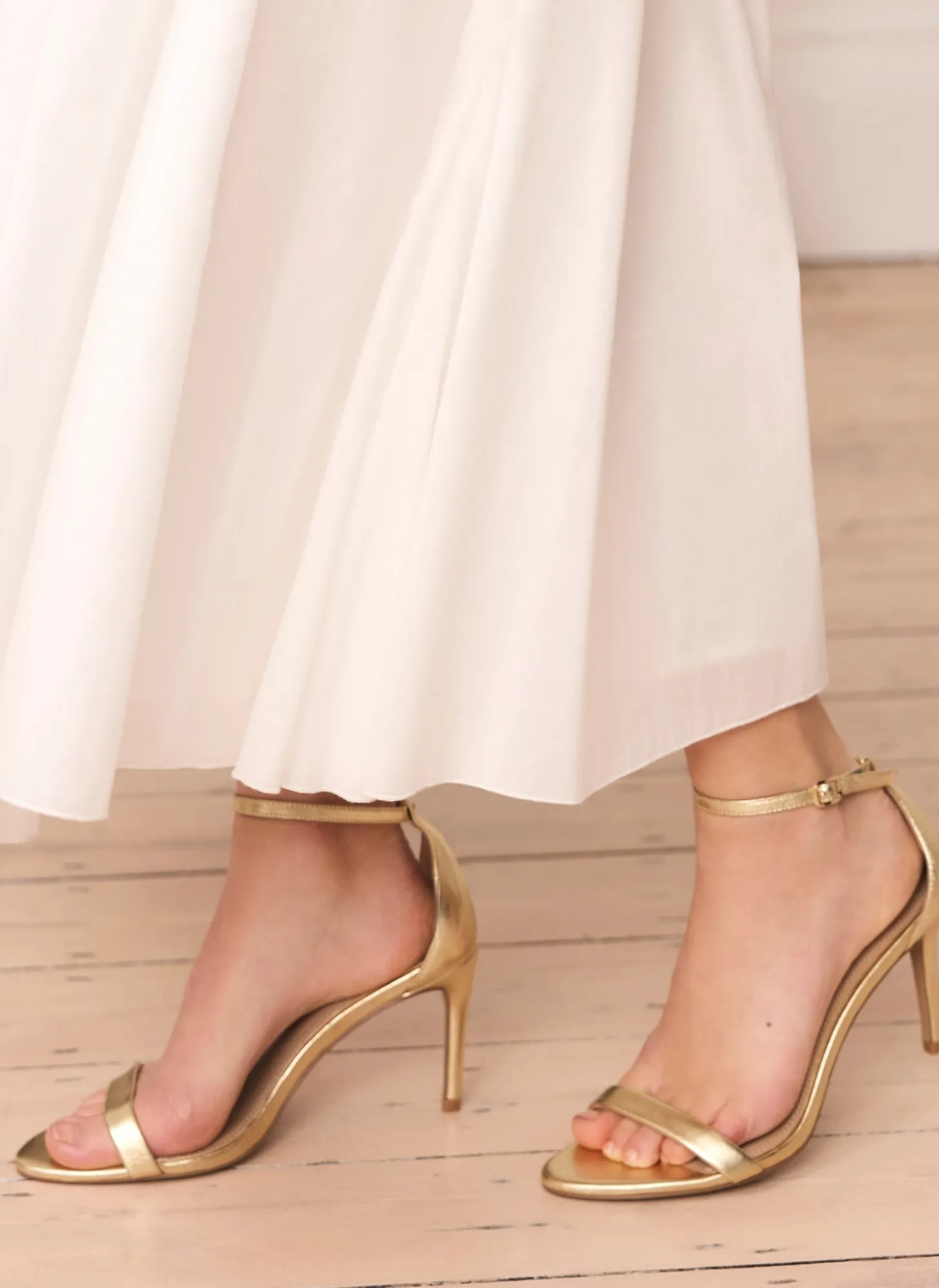 Skye Gold Leather Strappy High Heels