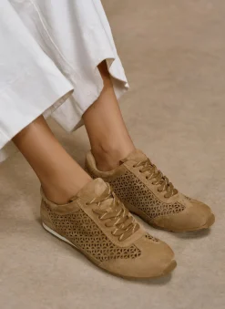 Talia Tan Suede Cut Detail Trainers