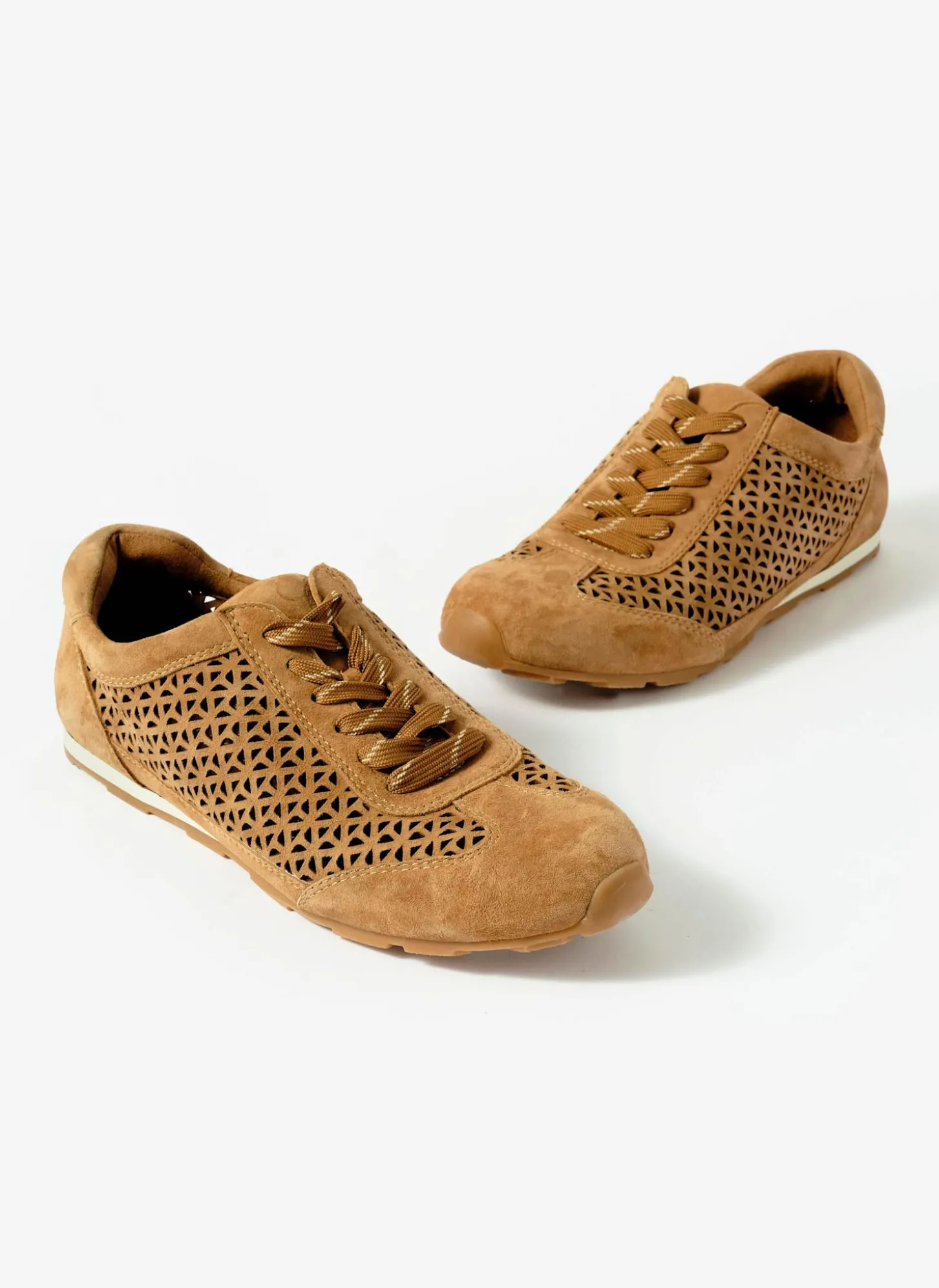 Talia Tan Suede Cut Detail Trainers