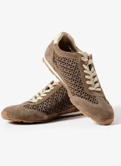 Talia Taupe Suede Cut Detail Trainers