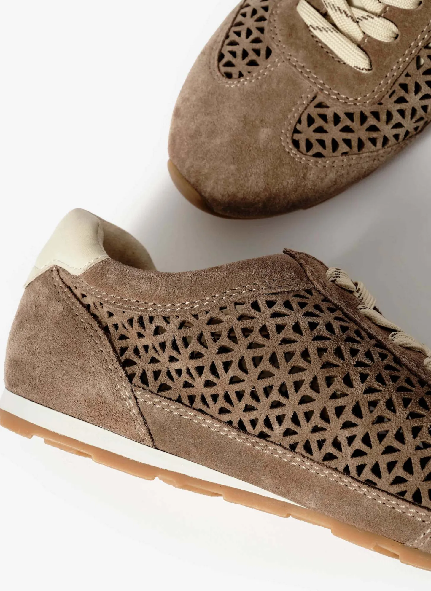 Talia Taupe Suede Cut Detail Trainers