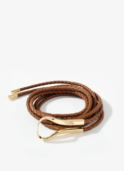 Tan Leather Tie Waist Belt