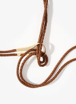 Tan Leather Tie Waist Belt