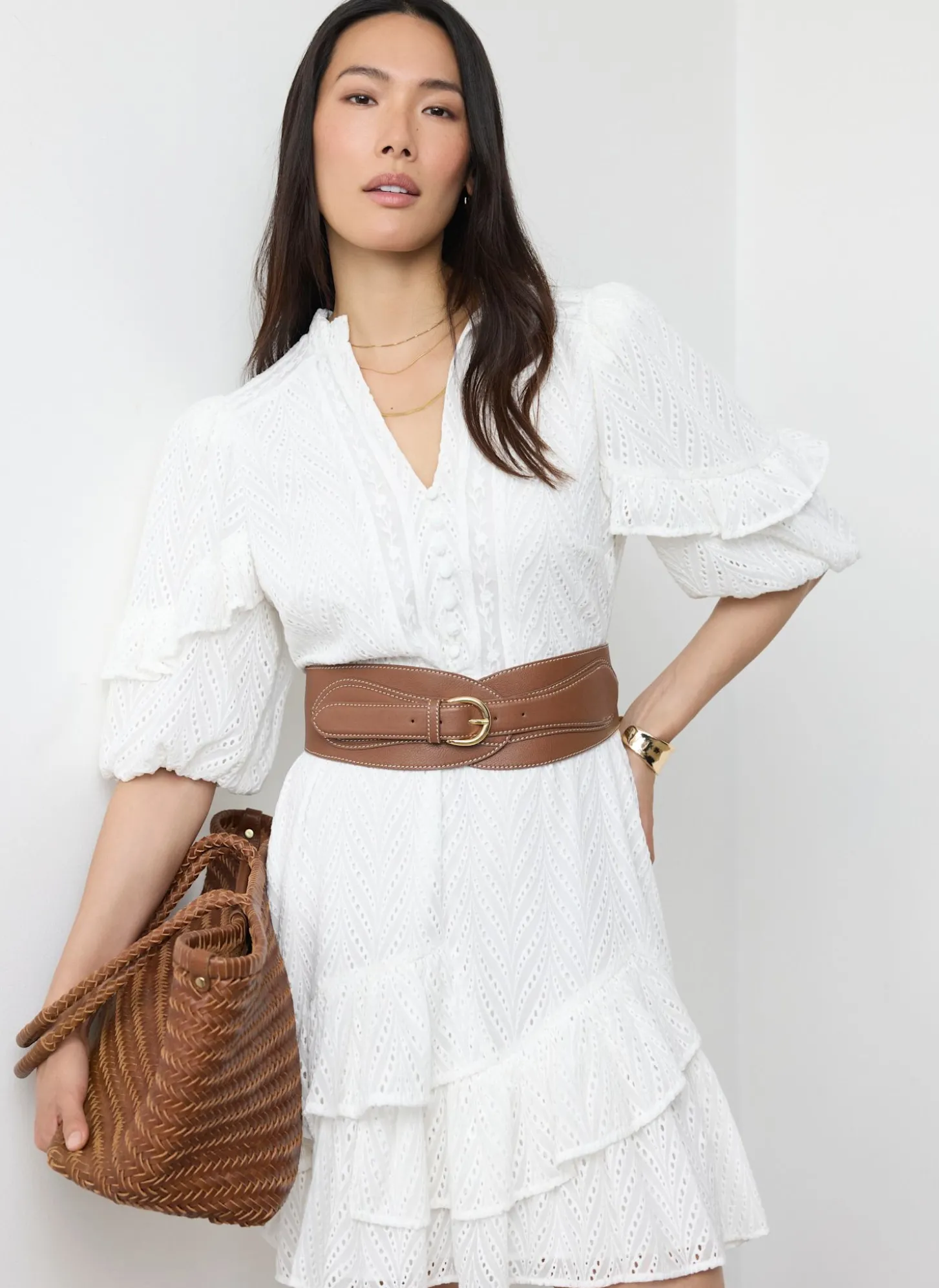 Tan Leather Wide Waist Belt