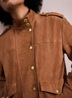 Tan Suede Pilot Bomber Jacket