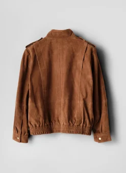 Tan Suede Pilot Bomber Jacket