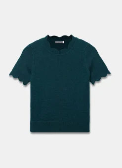 Teal Scallop Knit Top
