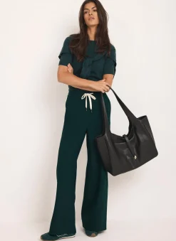 Teal Side Stripe Wide Trousers