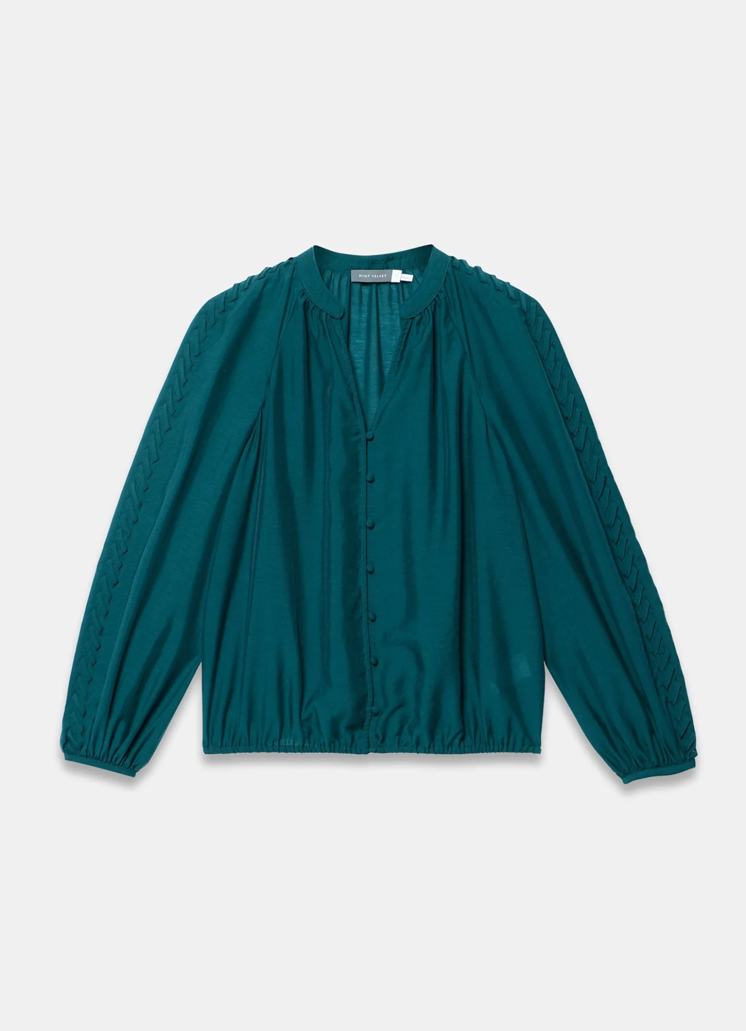 Teal Whipstitch Detail Blouse
