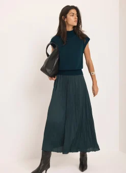 Teal Wool Blend Sleeveless Knit Top