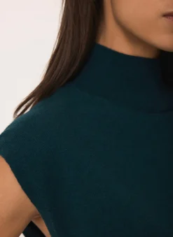 Teal Wool Blend Sleeveless Knit Top