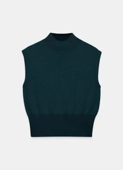 Teal Wool Blend Sleeveless Knit Top
