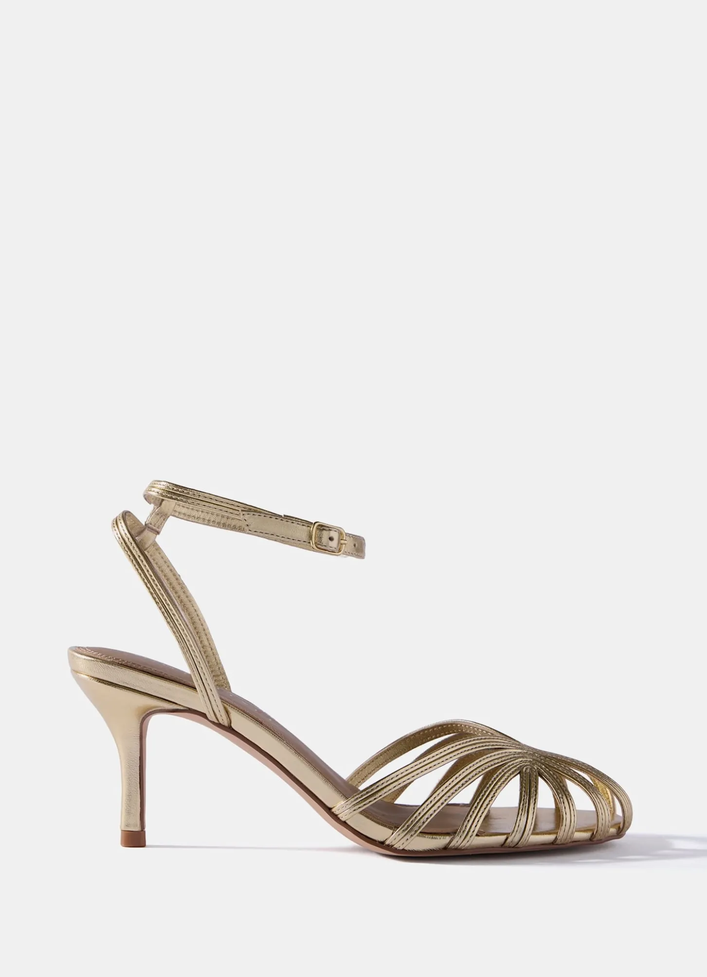 Tess Gold Leather Strappy Heels