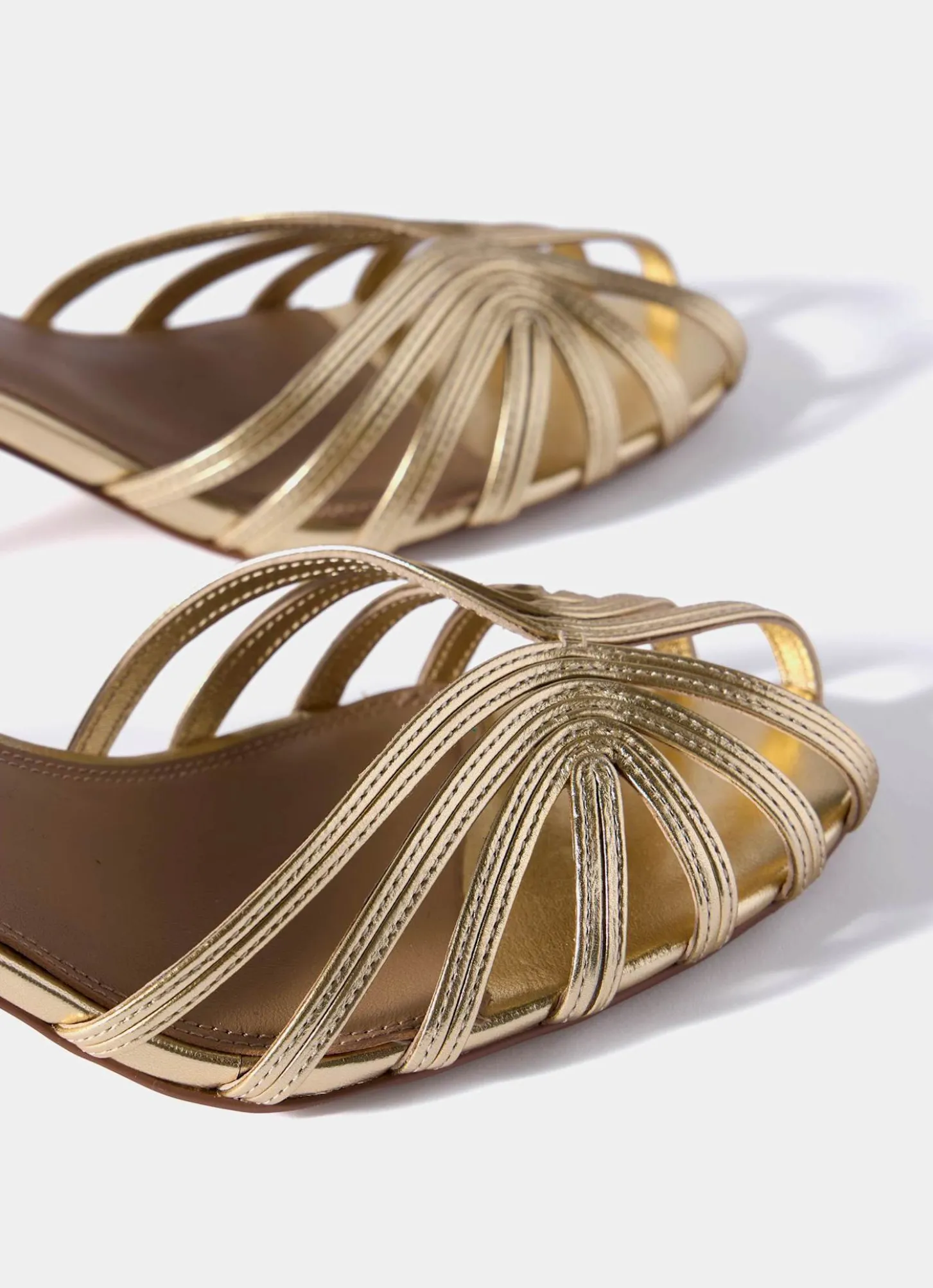Tess Gold Leather Strappy Heels
