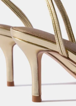 Tess Gold Leather Strappy Heels