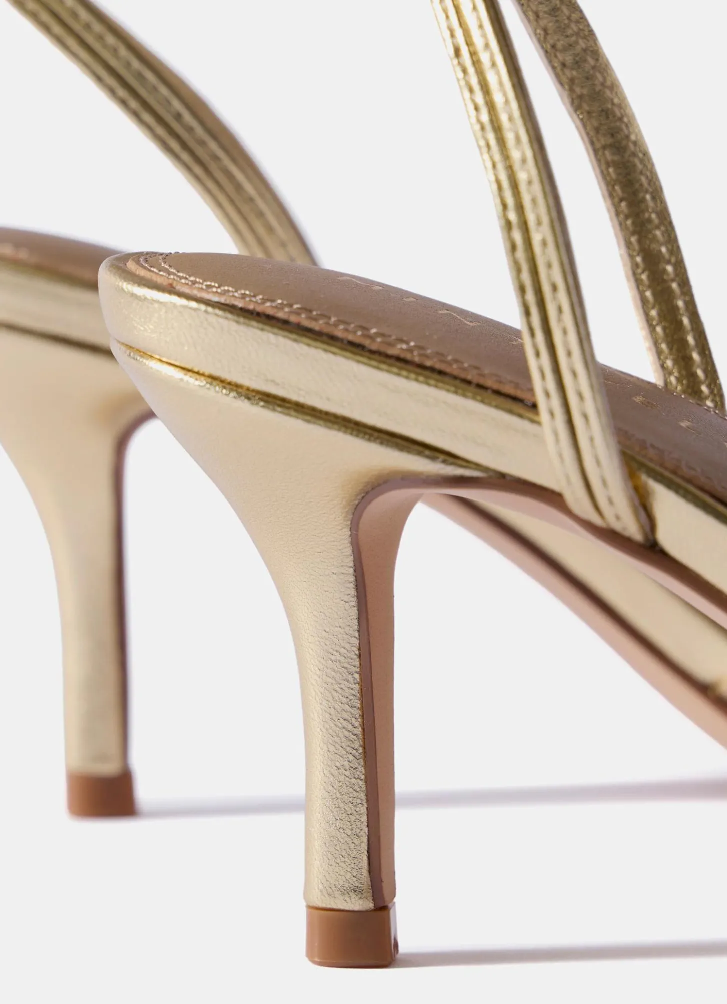 Tess Gold Leather Strappy Heels