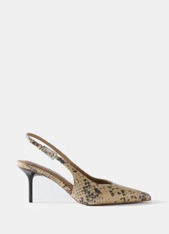 Tori Neutral Snake Print Leather Heels