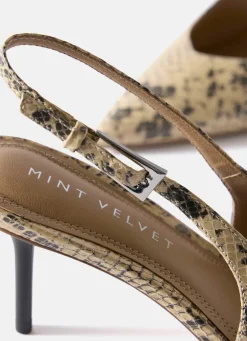 Tori Neutral Snake Print Leather Heels
