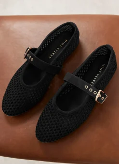 Trixie Black Mesh Ballet Flat Pumps