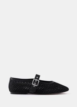 Trixie Black Mesh Ballet Flat Pumps