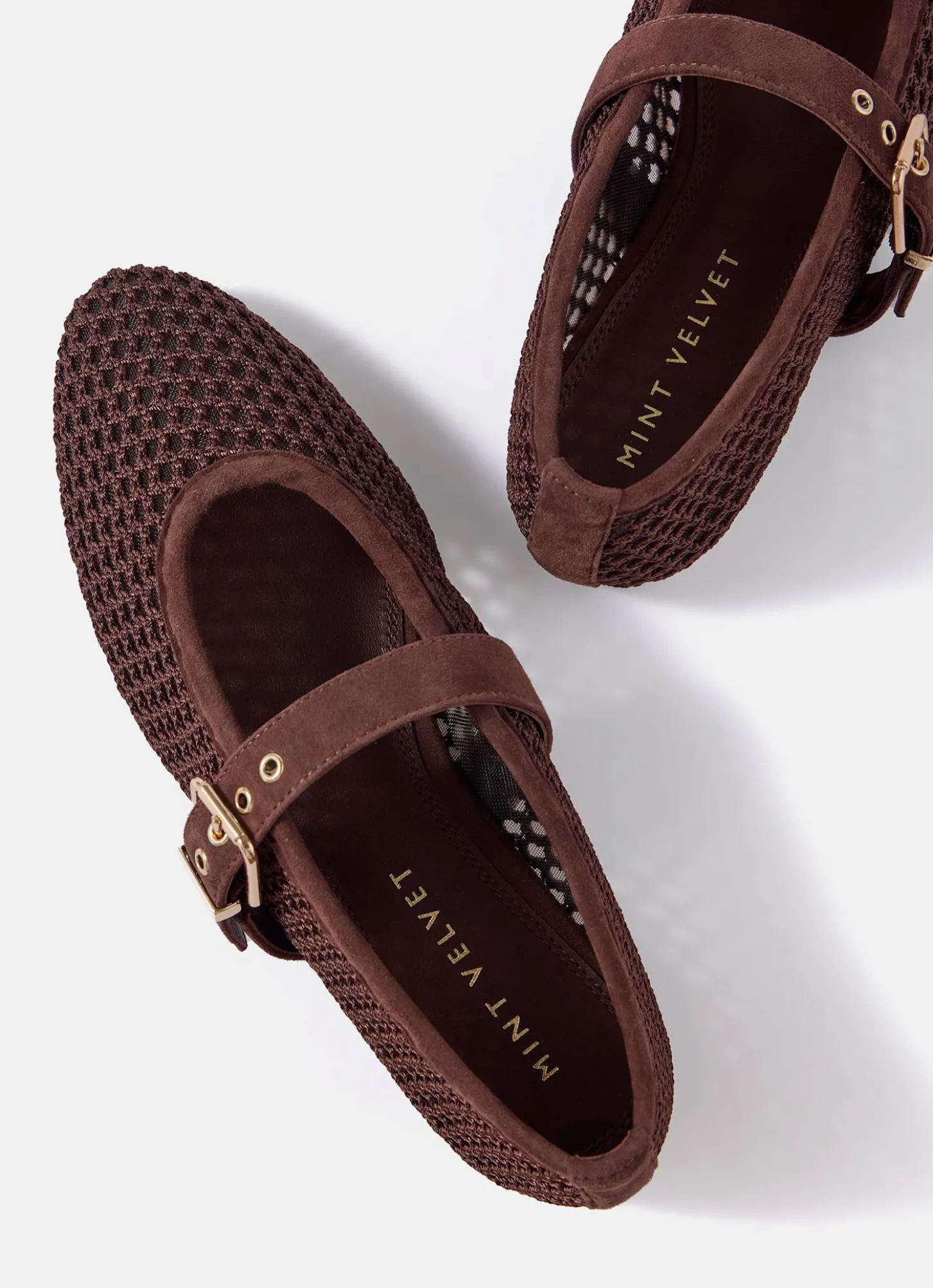 Trixie Brown Mesh Ballet Flat Pumps