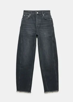 Washed Black Barrel Leg Jeans