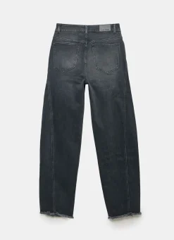 Washed Black Barrel Leg Jeans