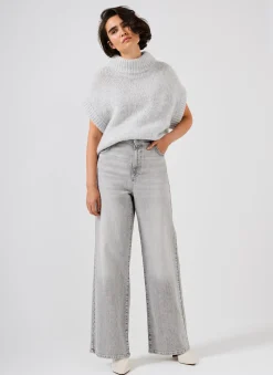 Washed Grey Wide Jeans