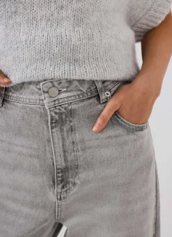 Washed Grey Wide Jeans