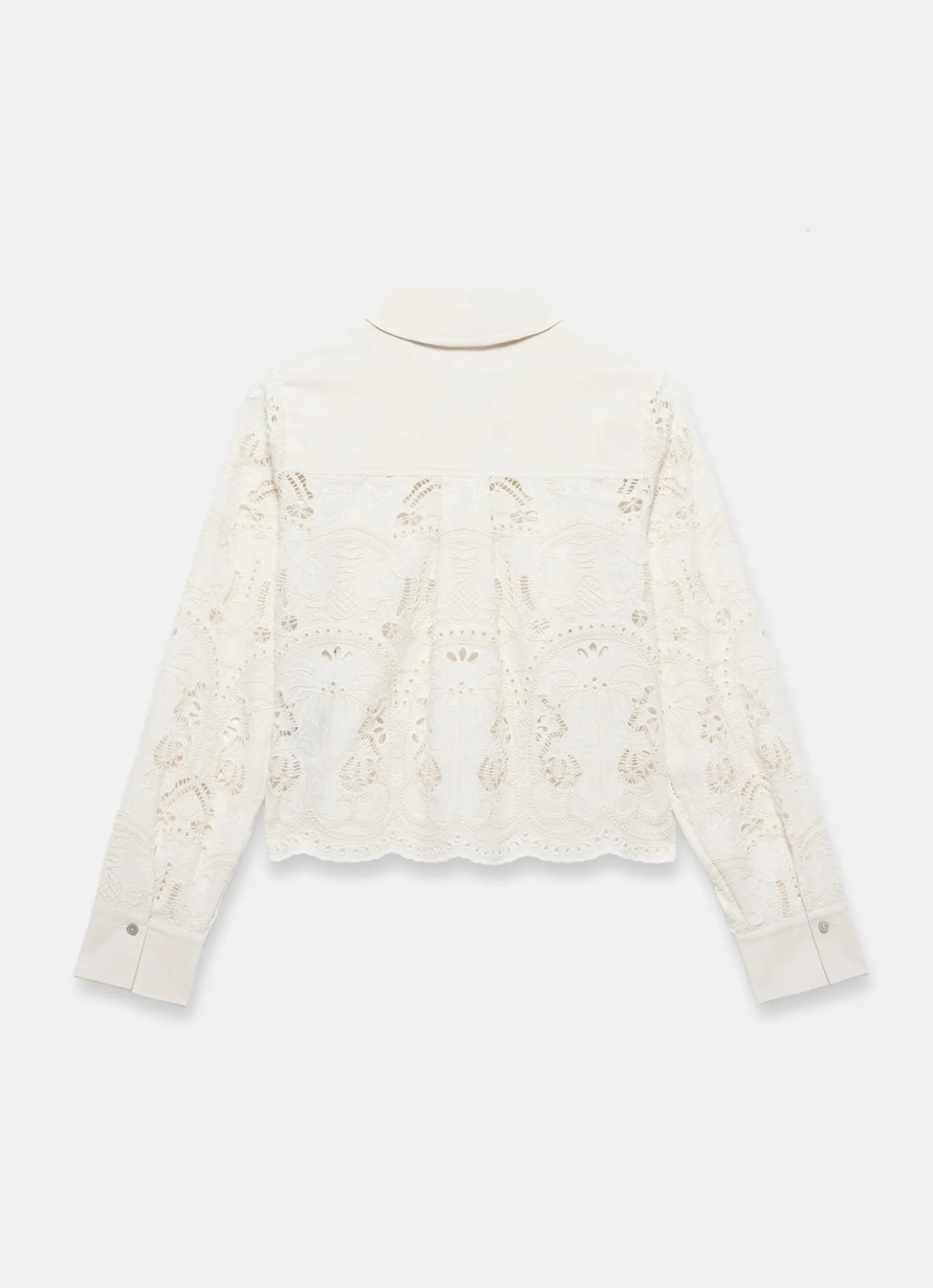 White Broderie Cropped Shirt