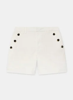 White Button Front Chino Shorts