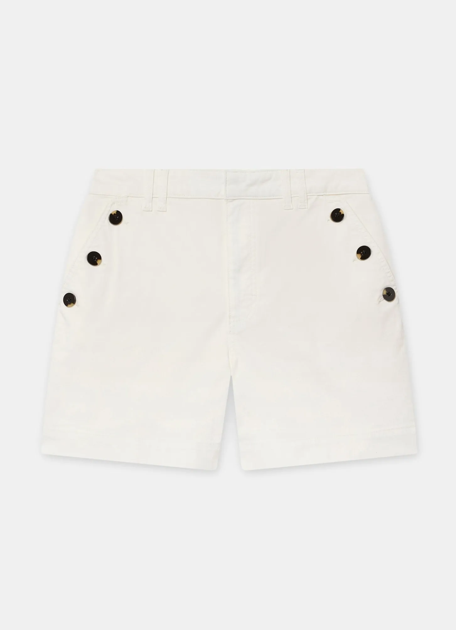 White Button Front Chino Shorts