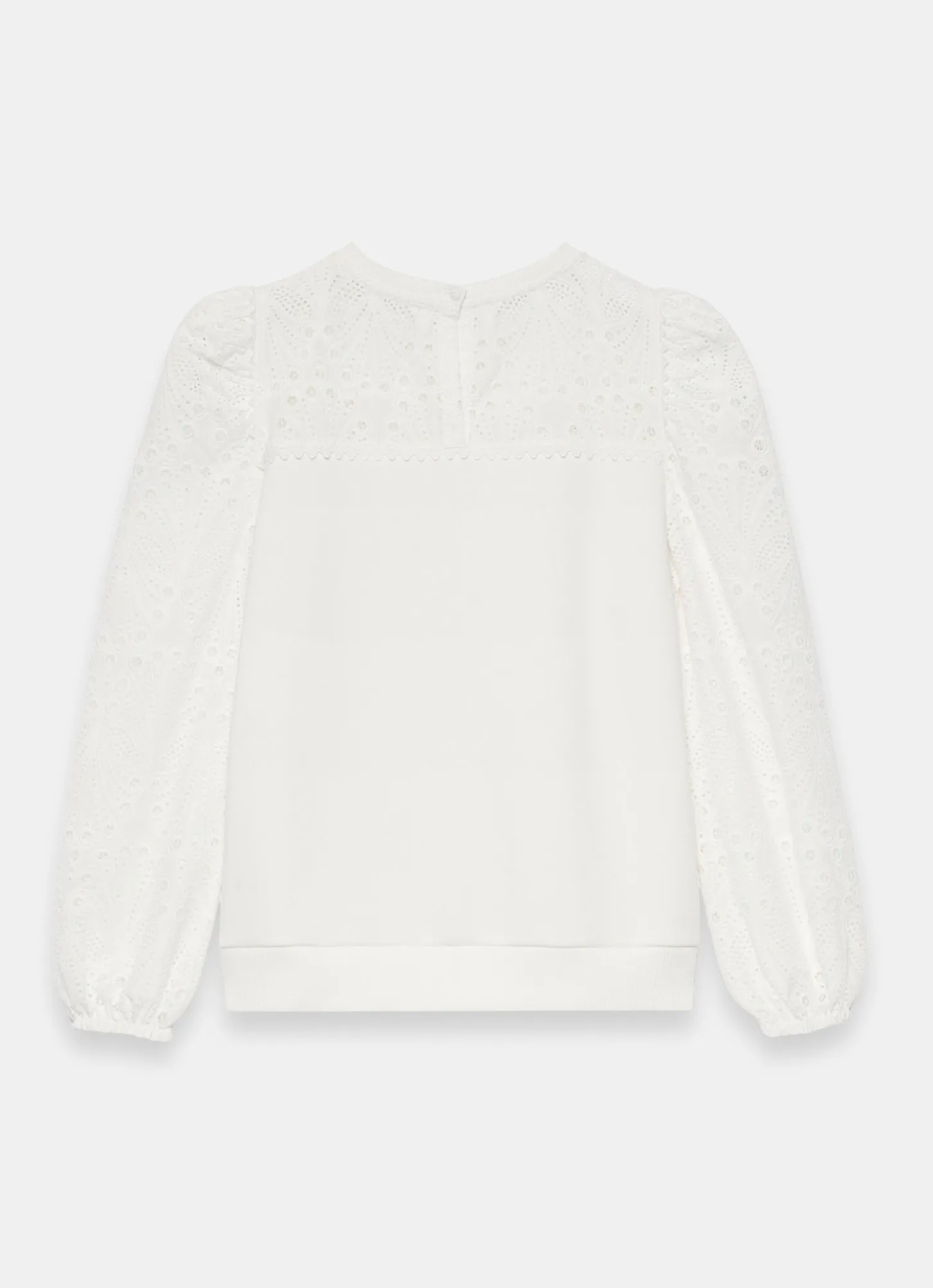 White Cotton Blend Broderie Sweatshirt