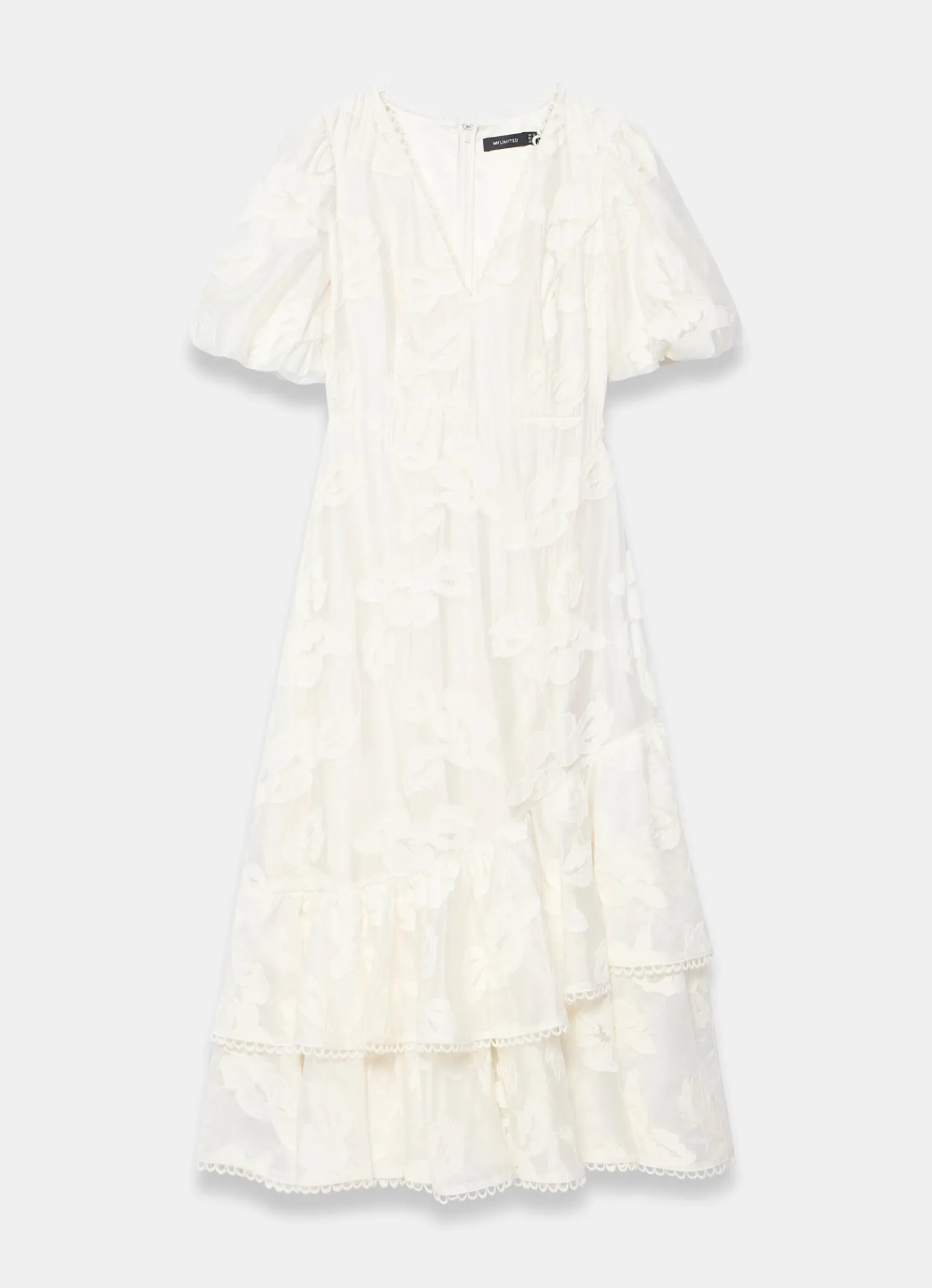 White Cotton Blend Floral Maxi Dress