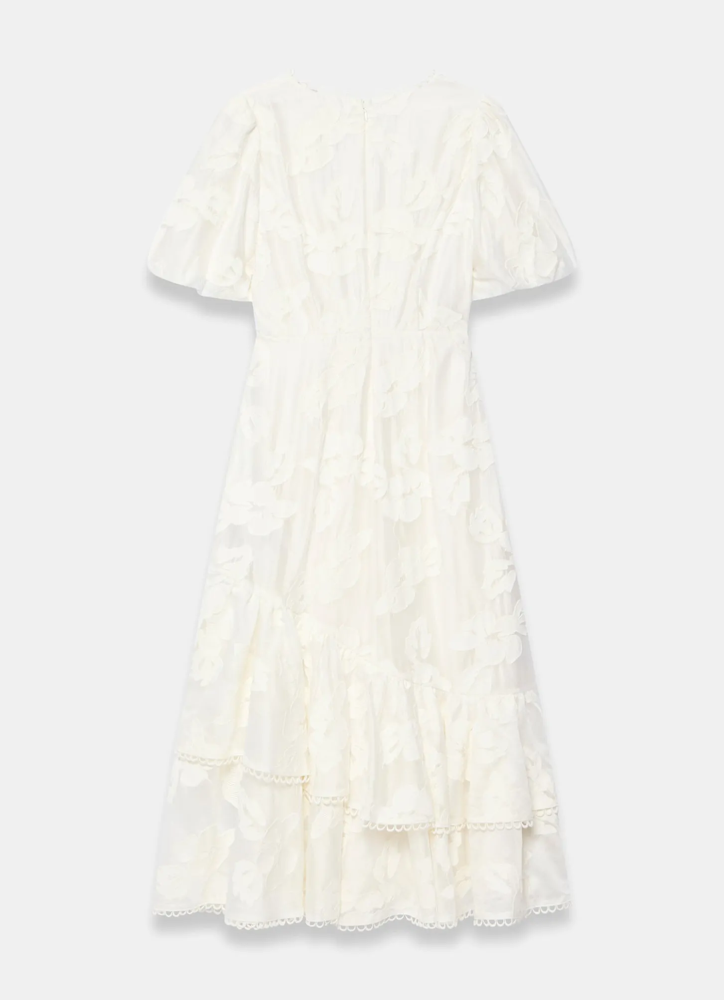 White Cotton Blend Floral Maxi Dress
