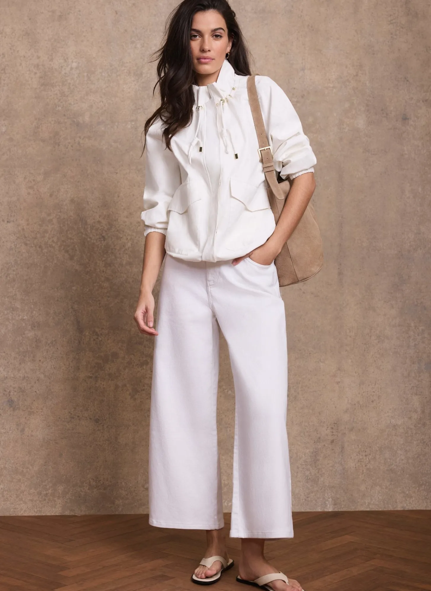 White Cotton Blend Technical Jacket