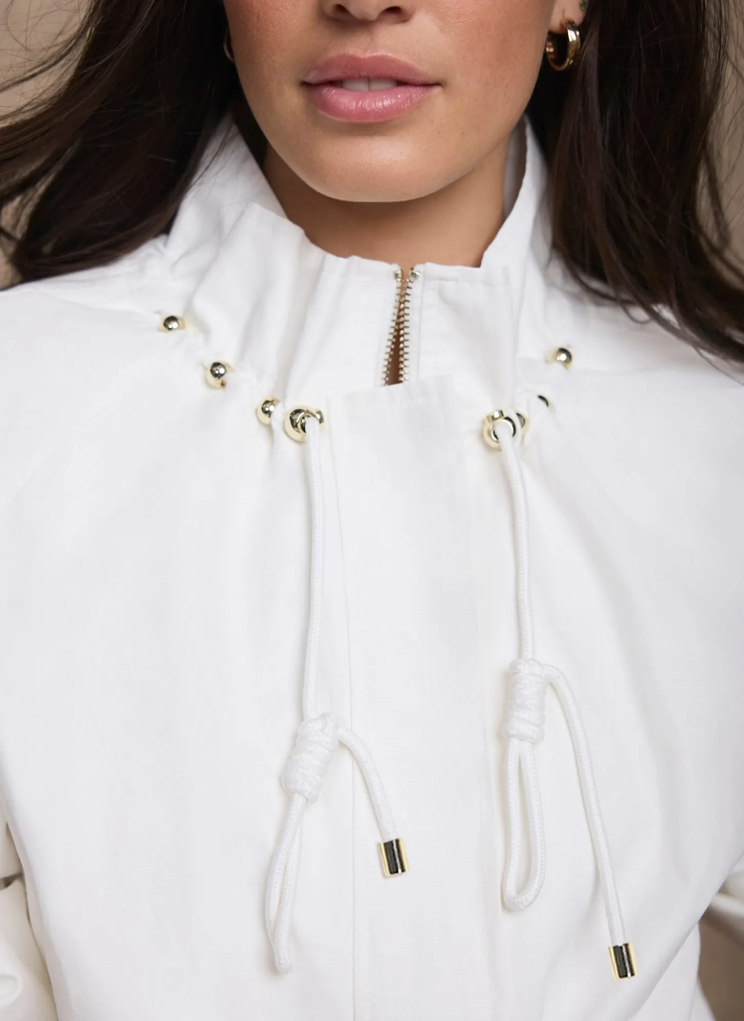 White Cotton Blend Technical Jacket
