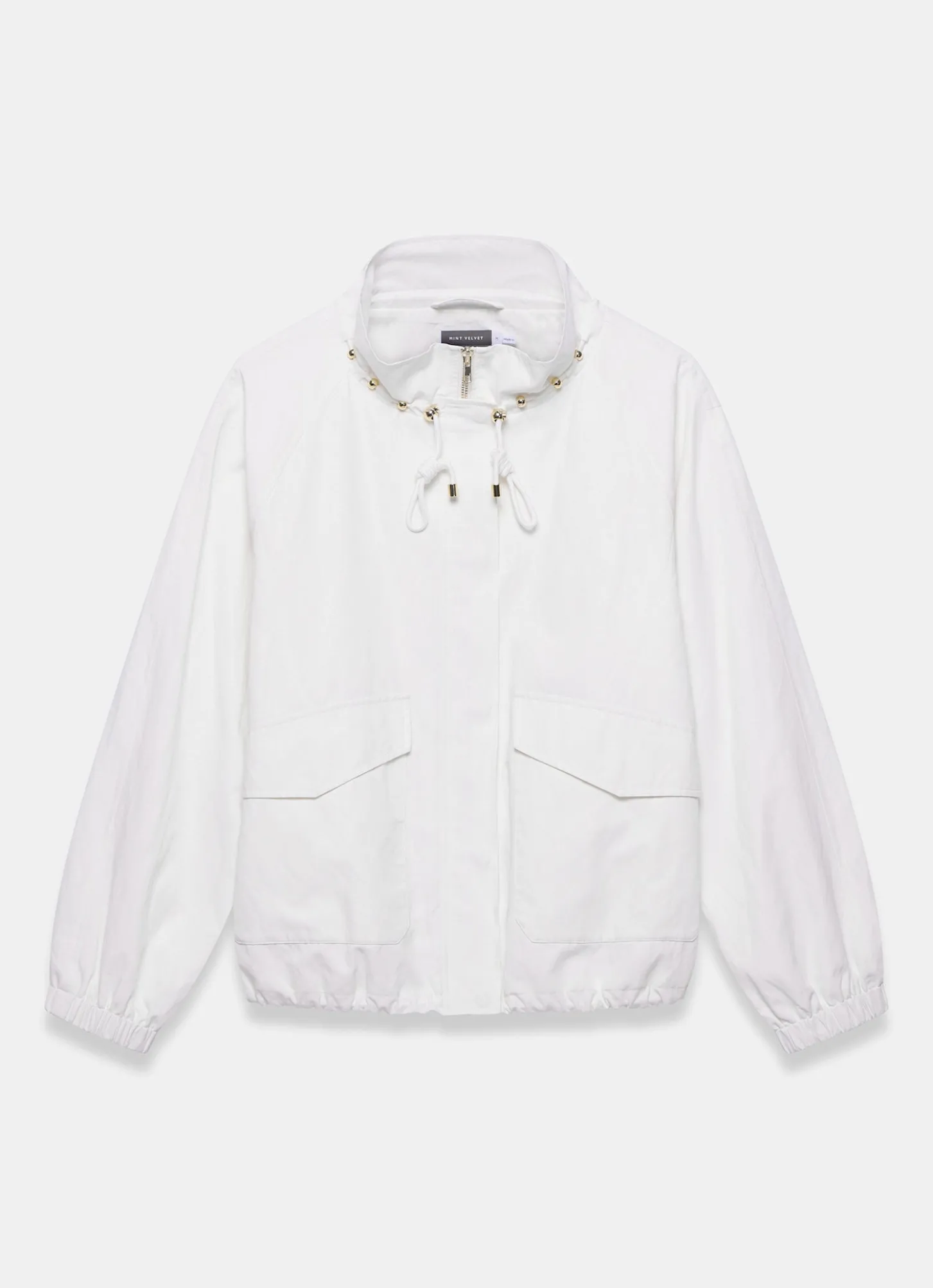 White Cotton Blend Technical Jacket