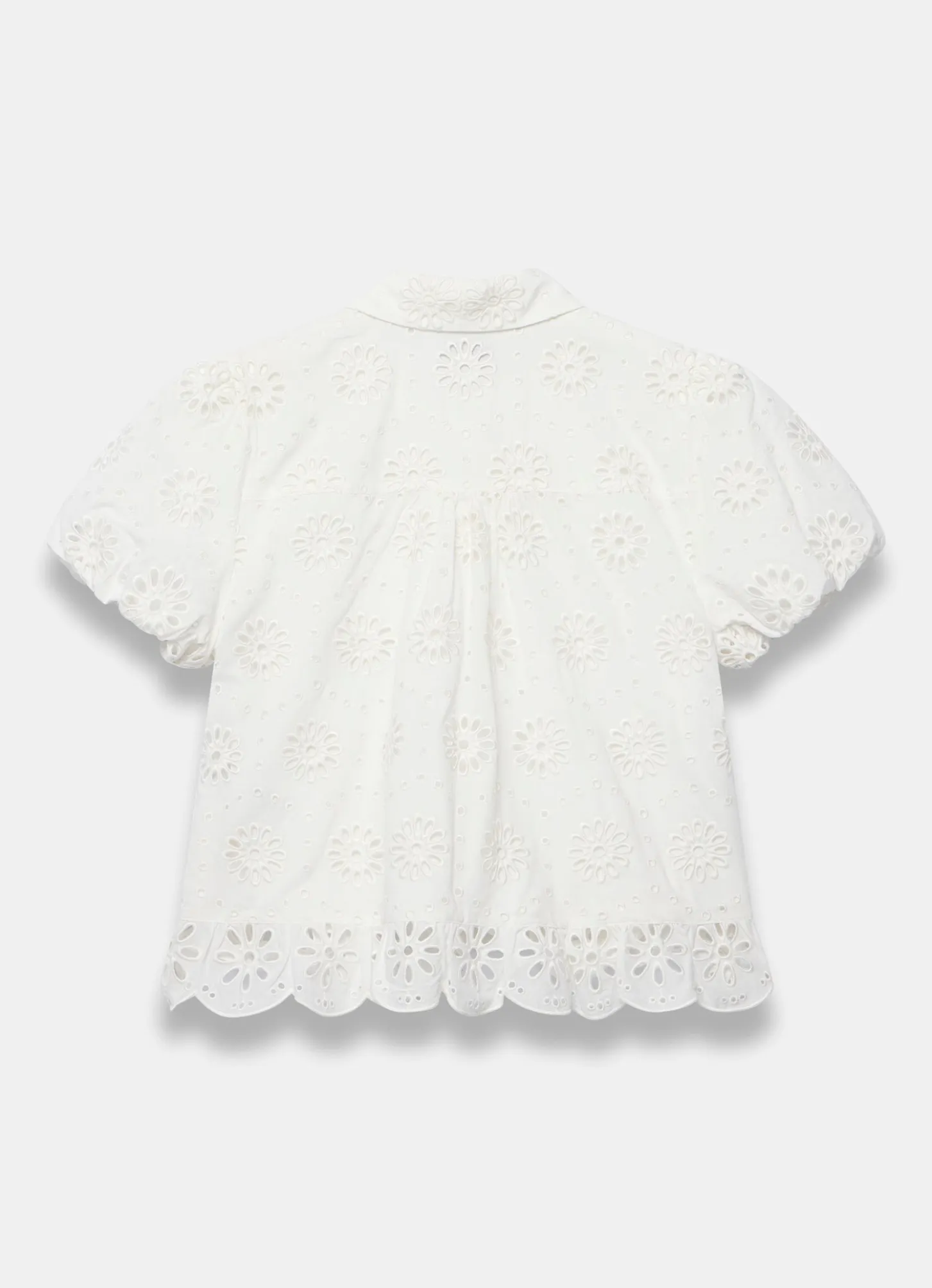 White Cotton Broderie Detail Shirt