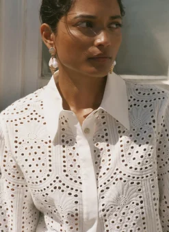 White Cotton Broderie Shirt