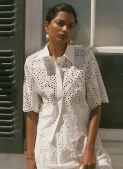 White Cotton Broderie Shirt