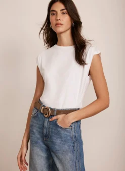 White Cotton Extended Shoulder T-Shirt