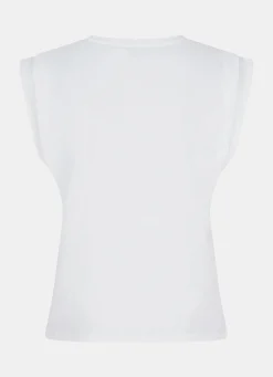 White Cotton Extended Shoulder T-Shirt