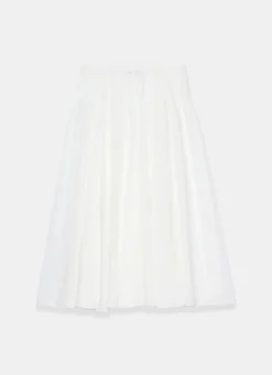 White Cotton Full Midi Skirt