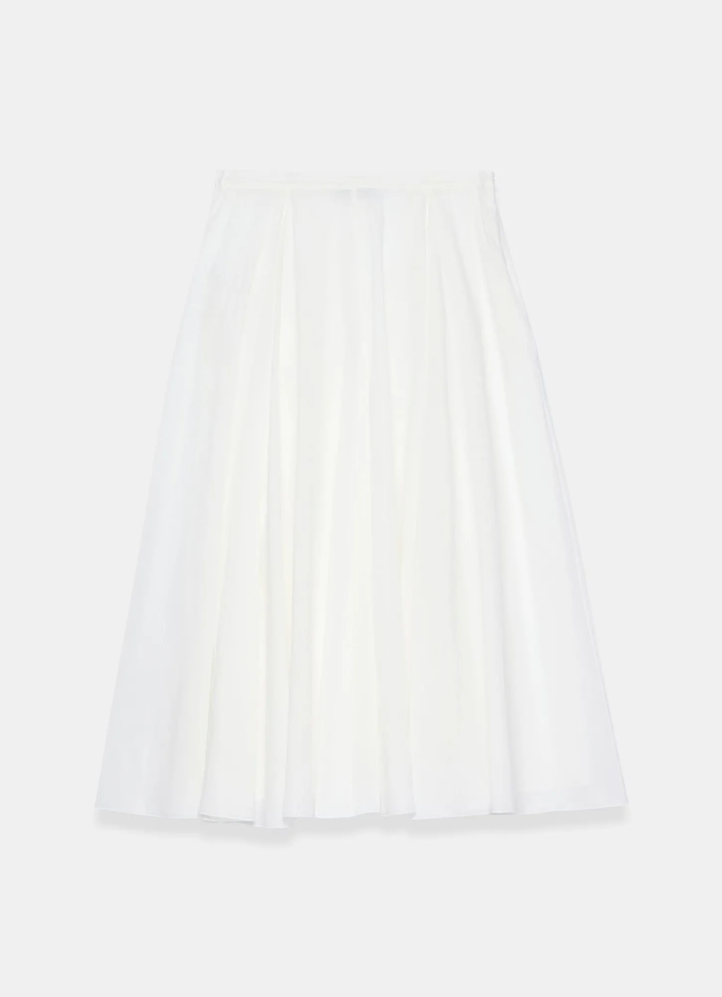 White Cotton Full Midi Skirt
