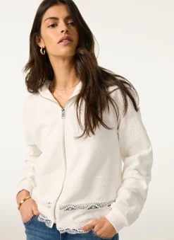 White Cotton Lace Hoodie