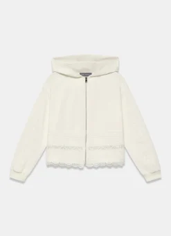 White Cotton Lace Hoodie