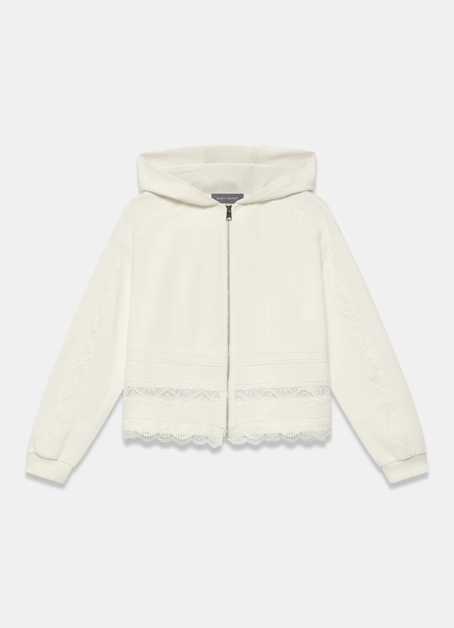 White Cotton Lace Hoodie